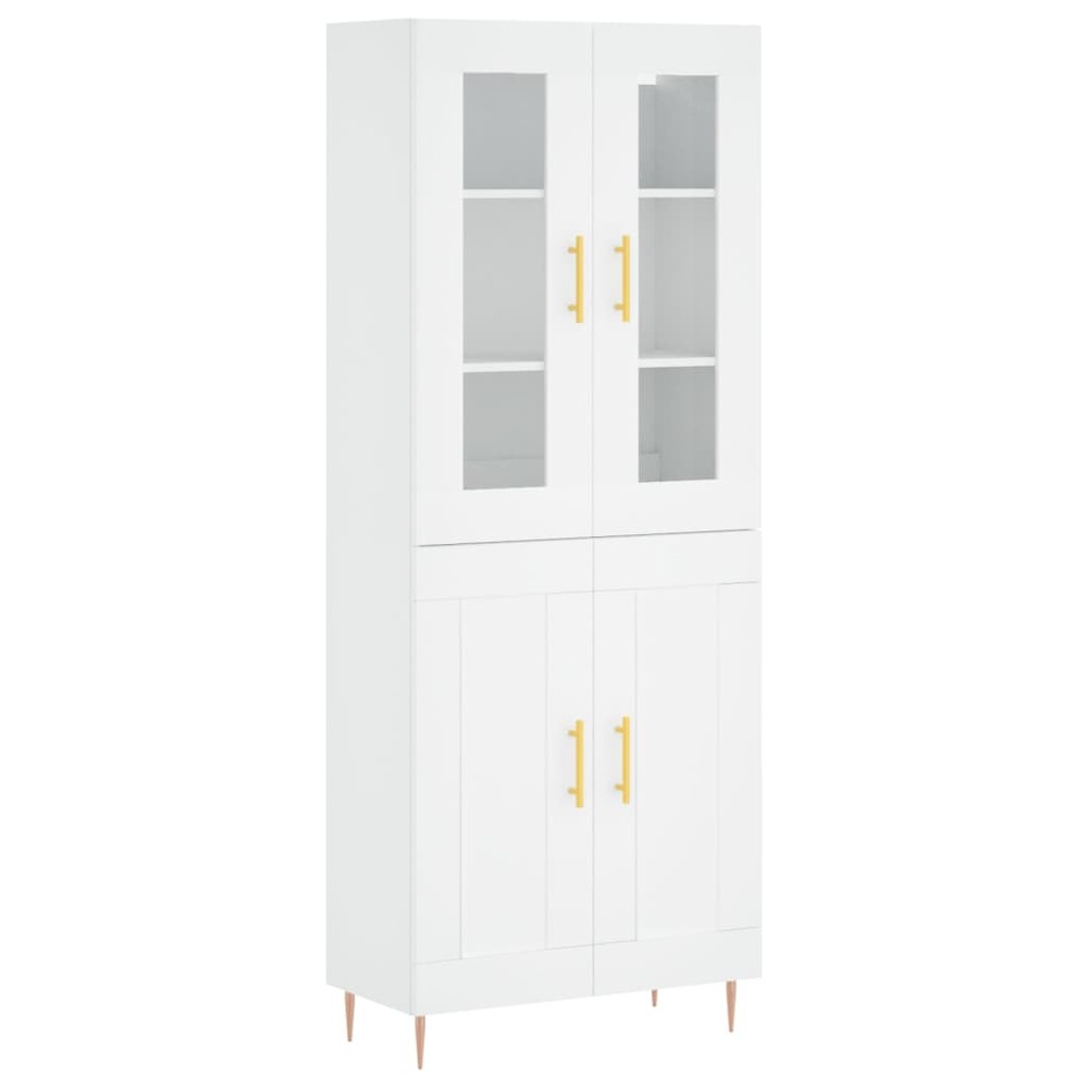 Buffet bahut commode armoire meuble de rangement organisateur cuisine salle de séjour salon haut 69,5 x 34 x 180 cm bois d'in
