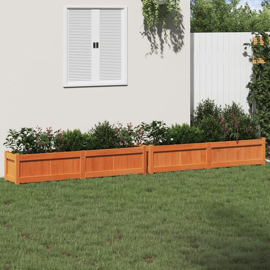 Lot de 2 grandes jardinières rectangulaires pin ciré marron 150cm