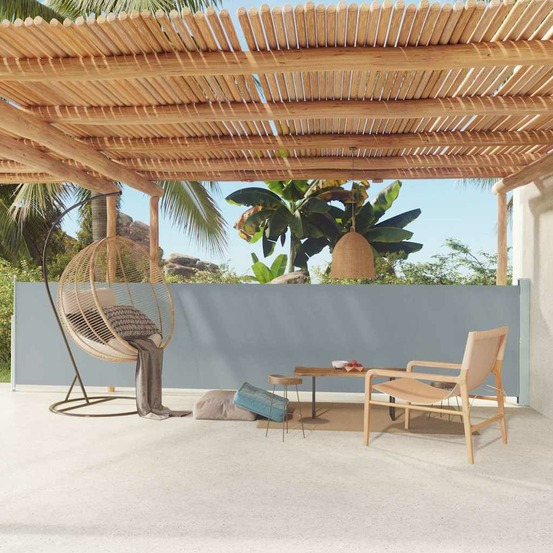 Auvent latéral rétractable de patio 117x600 cm gris
