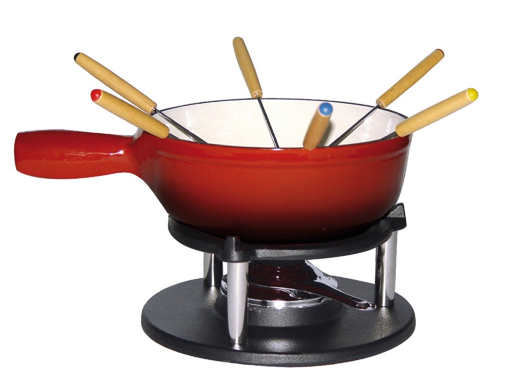 Service a fondue savoyarde- fonte rouge - 6 pers -ø21cm - baumalu