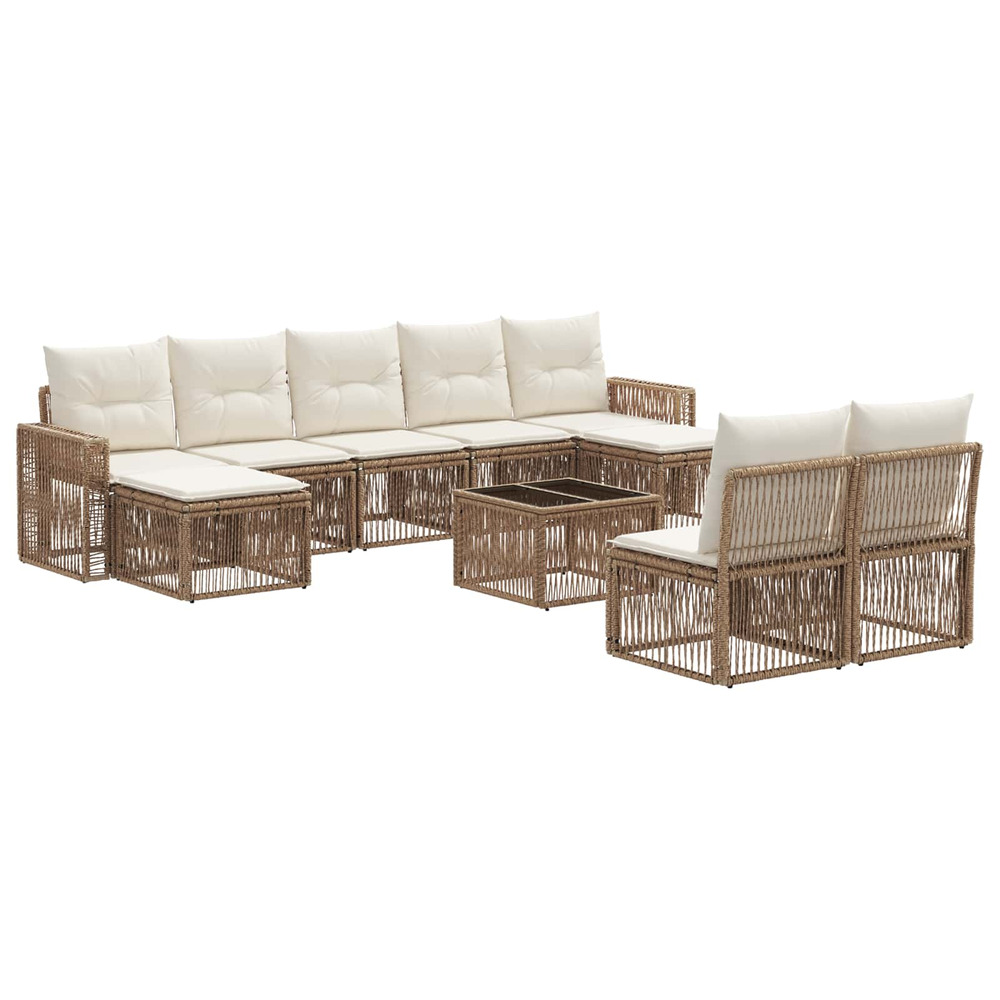 Ensemble de canapé de jardin 10 pcs beige et blanc crème