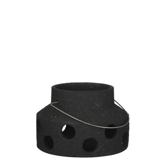 Mica decorations pietra lanterne - h16 x ø25 cm - anthracite