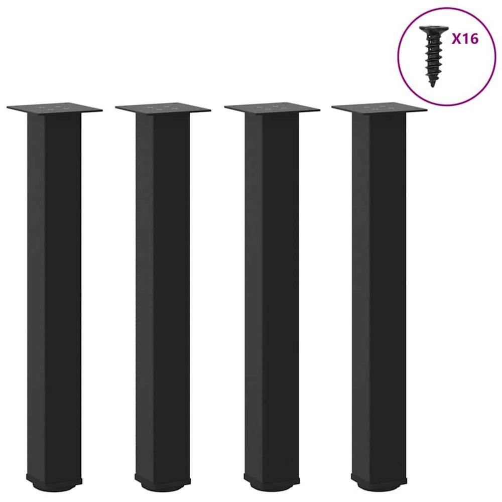 Pieds de table console 4 pièces noir 72-74 cm acier