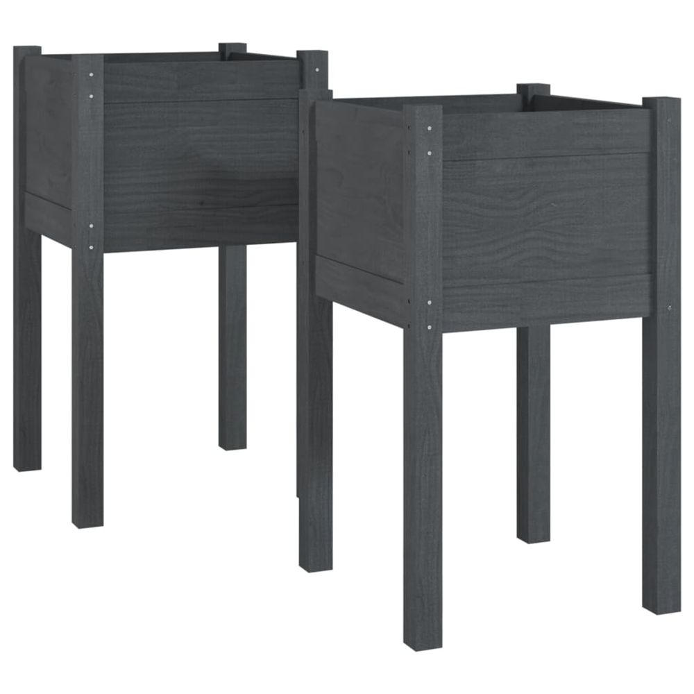 Jardinière d'extérieurs d'extérieur 2pcs gris 40x40x70cm bois de pin massif