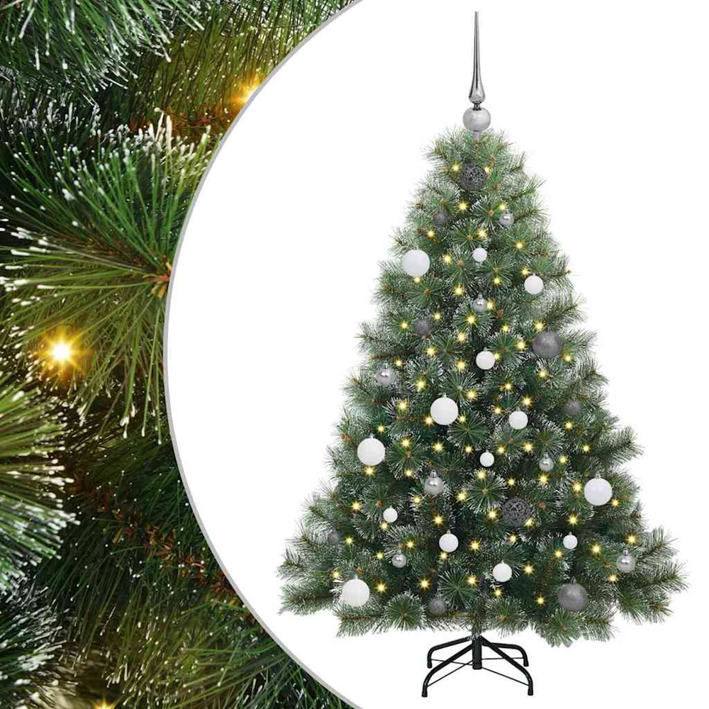 Sapin de noël artificiel avec 150 led vert 150 cm pe et pvc