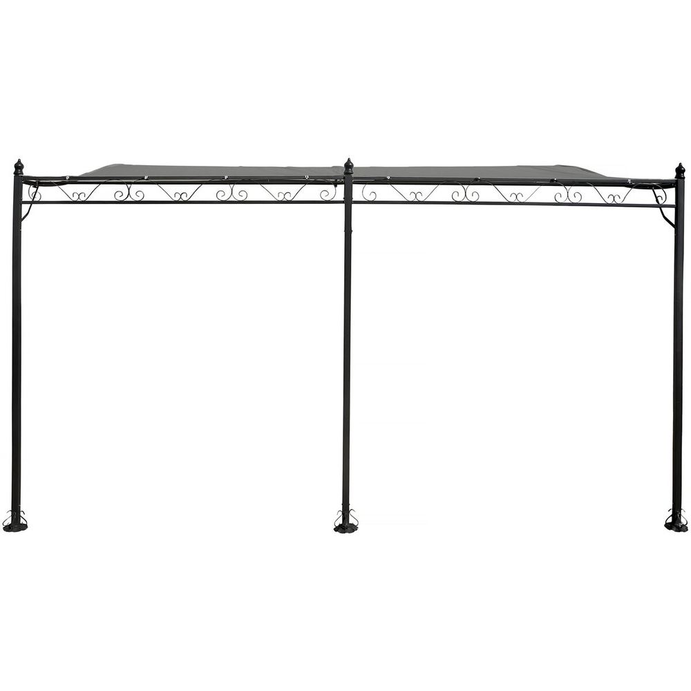Pergola tonnelle adossée en métal - 3 x 4 m - gris