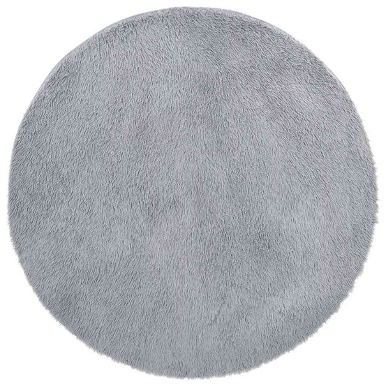 Tapis shaggy à poils longs navarra gris argenté 120x120 cm