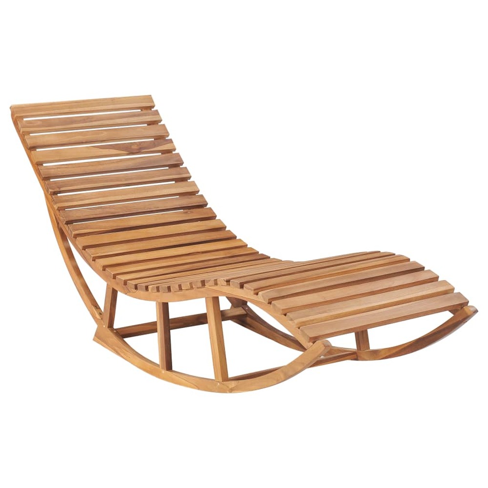 Transat chaise longue bain de soleil lit de jardin terrasse meuble d'extérieur à bascule bois de teck solide