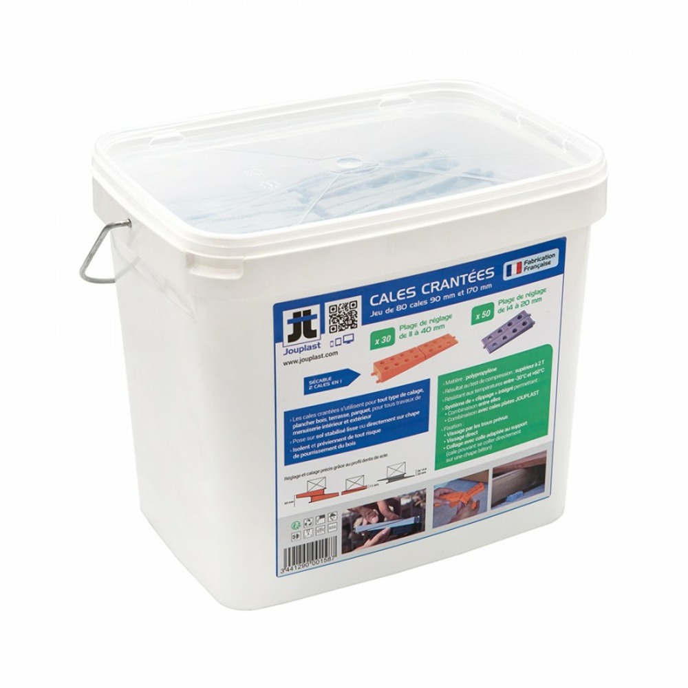 Seau de 50 cales crantées 90 mm et 30 cales crantées 170 mm -