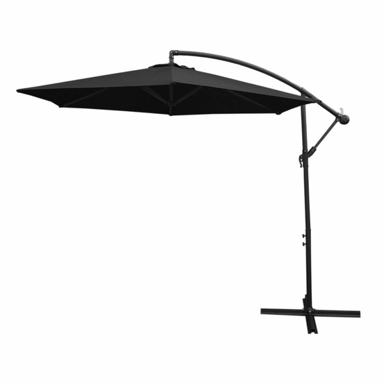 Parasol cantilever noir & base ronde 3m x 3m x 2.5m