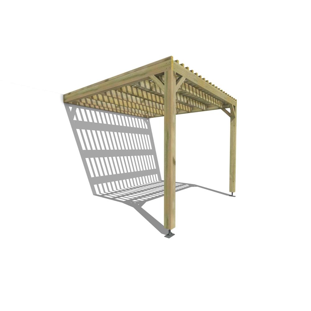 Pergola bois • 3m x 3m • adossée • sens largeur • lattage bois • livraison comprise