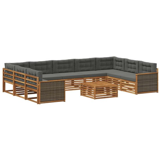 Ensemble de canapés d'extérieur 10 pc naturel et anthracite