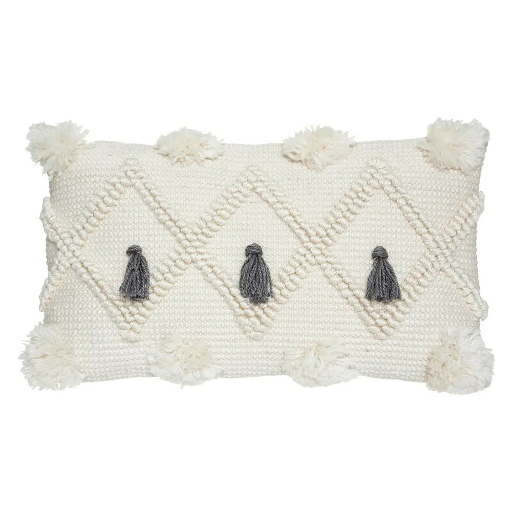 Coussin déco à pompons 