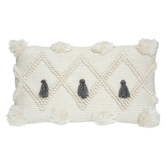 Coussin déco à pompons