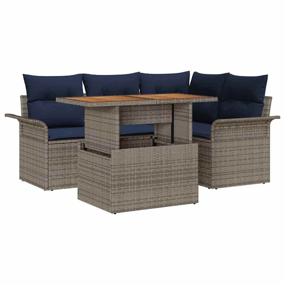 Ensemble de canapé de jardin 5 pc gris poly rotin