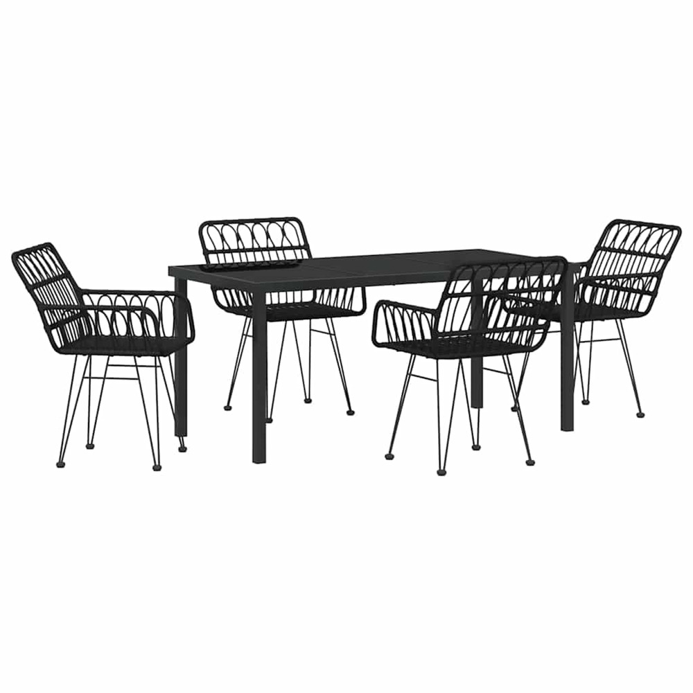Ensemble de salle à manger pour jardin 5 pcs noir