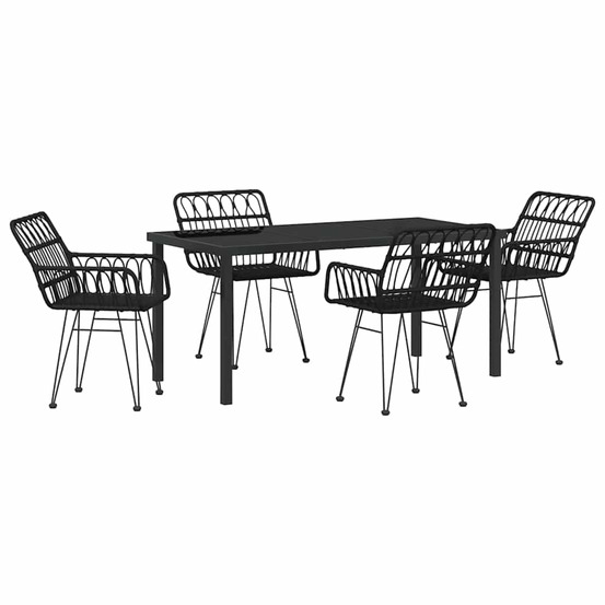 Ensemble de salle à manger pour jardin 5 pcs noir poly rotin