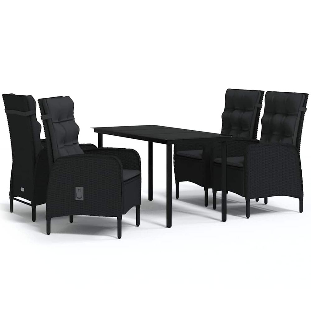 Ensemble à manger de jardin avec coussins 5 pcs noir