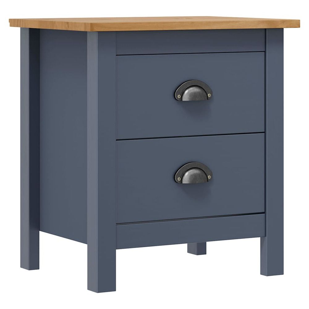 Table de chevet hill gris 46x35x49,5 cm bois de pin solide