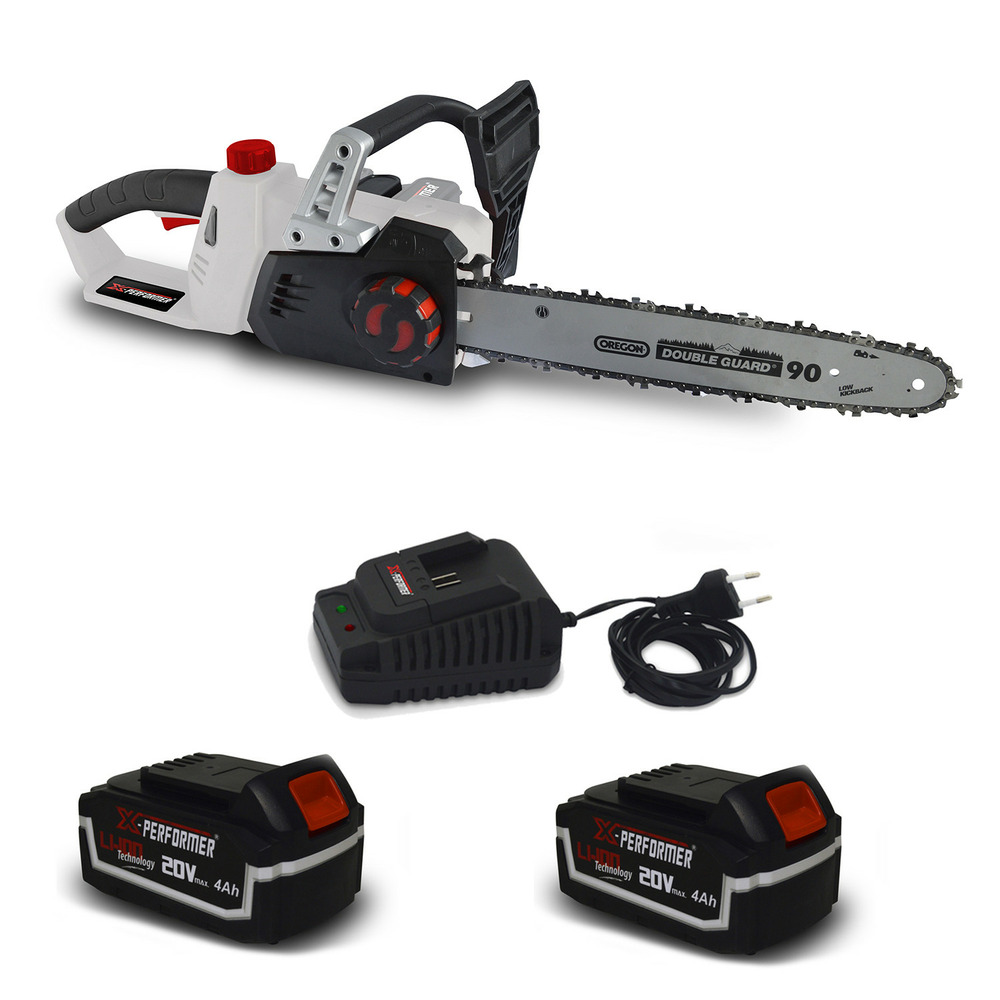 Tronçonneuse 40v (2x20v) x-performer xptro40li-2b - double sécurité - graissage auto + 2 batteries 4 ah - chargeur