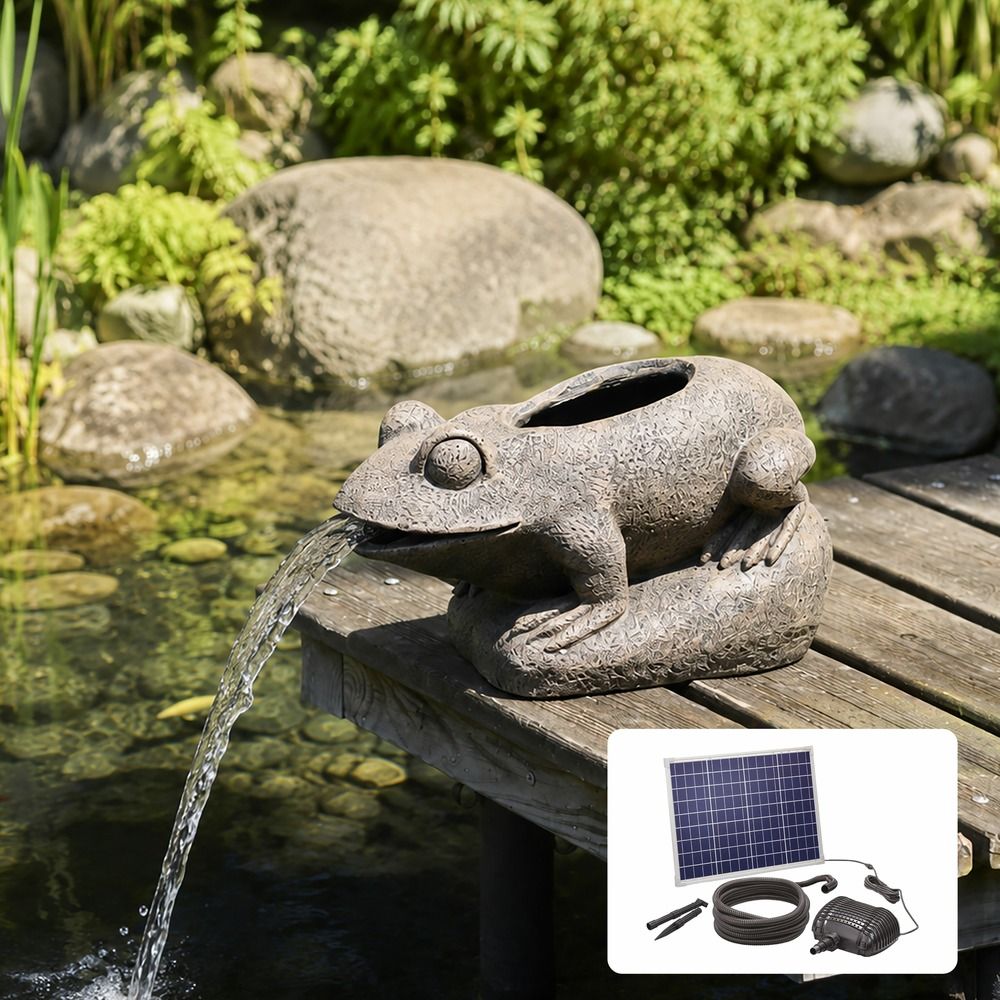Kit fontaine grenouille filtrante avec pompe solaire directe 2500l - 50w