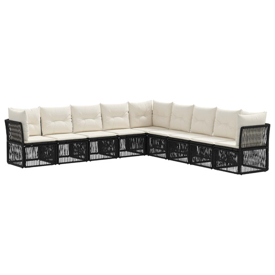 Ensemble de canapé de jardin 9 pcs noir polyrotin