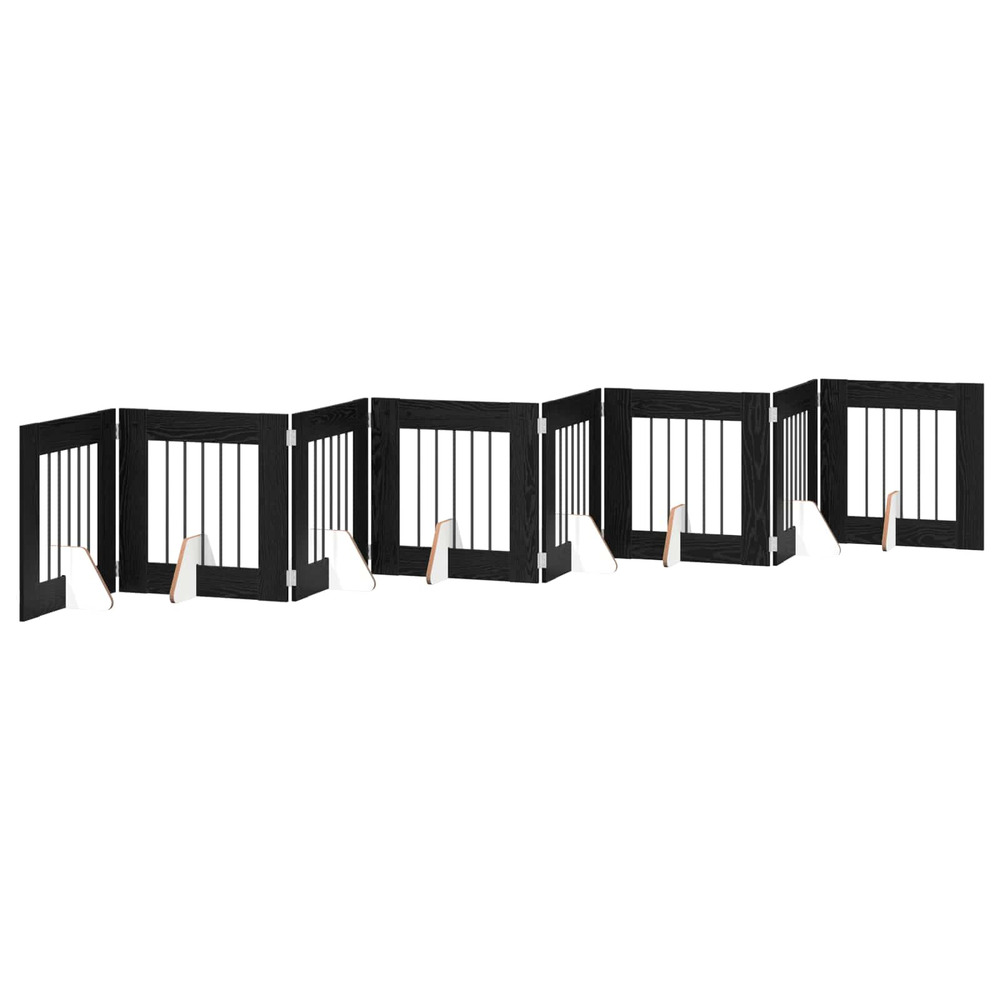 Porte de chien pliable avec supports 8 pcs chêne noir 60 cm