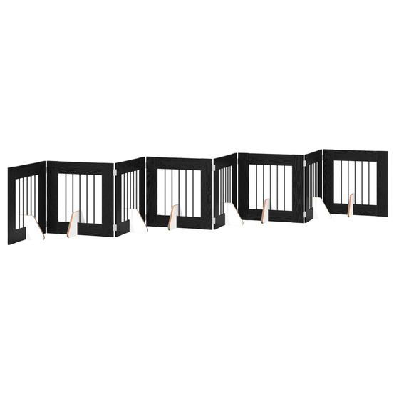Porte de chien pliable avec supports 8 pcs chêne noir 60 cm