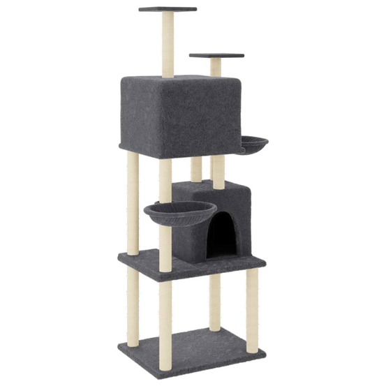 Arbre à chat meuble tour grimper jouet grattage grattoir escalade plateforme avec griffoirs en sisal foncé 180 cm gris 02_002