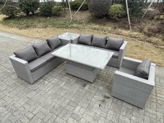 Ensemble de meubles de jardin en rotin ave canapé,table élévatrice ,fauteuil,table d'appoint 5 pièces groupe de sièges