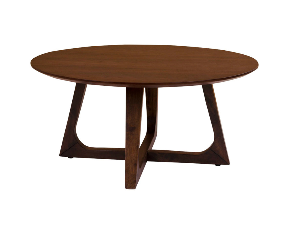 Solin - table basse ronde - bois plaquage noyer - 75 cm