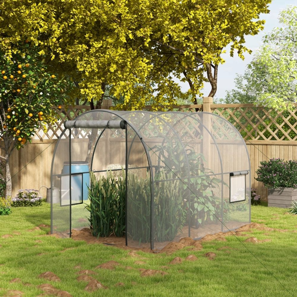 Serre tunnel polyéthylène transparent 300 x 200 x 200 cm jardin potager ventilation - comfortxl outdoor living