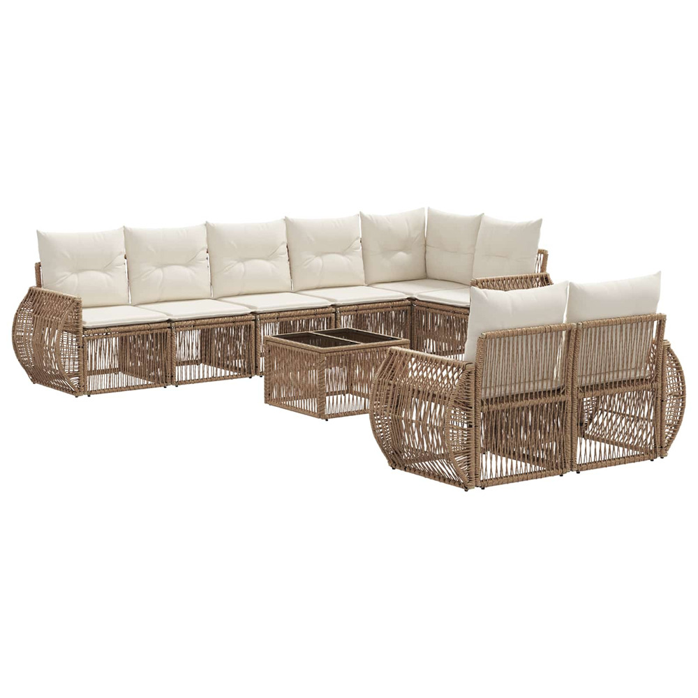 Ensemble de canapé de jardin 9 pcs beige et blanc crème
