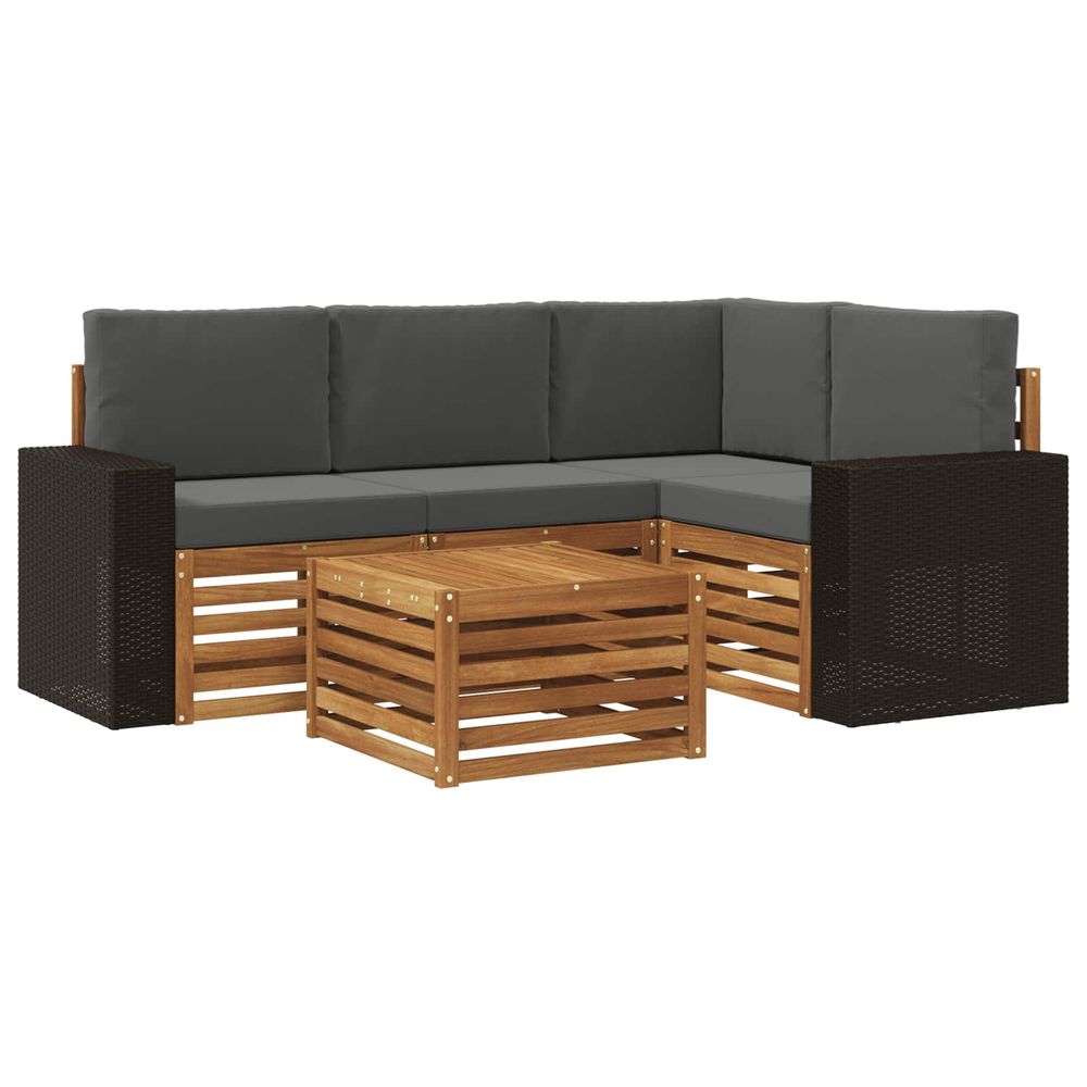 Ensemble de canapés d'extérieur 5 pc naturel et anthracite