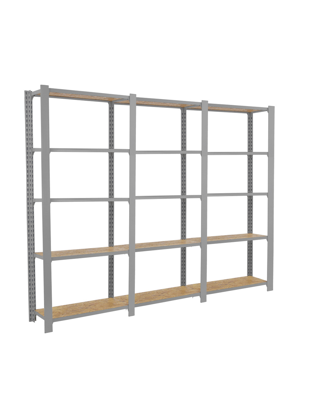 Etagère légère sans vis officlick 5/300 wood 2400 gris/osb gris/osb 2100x2400x300 - simonrack