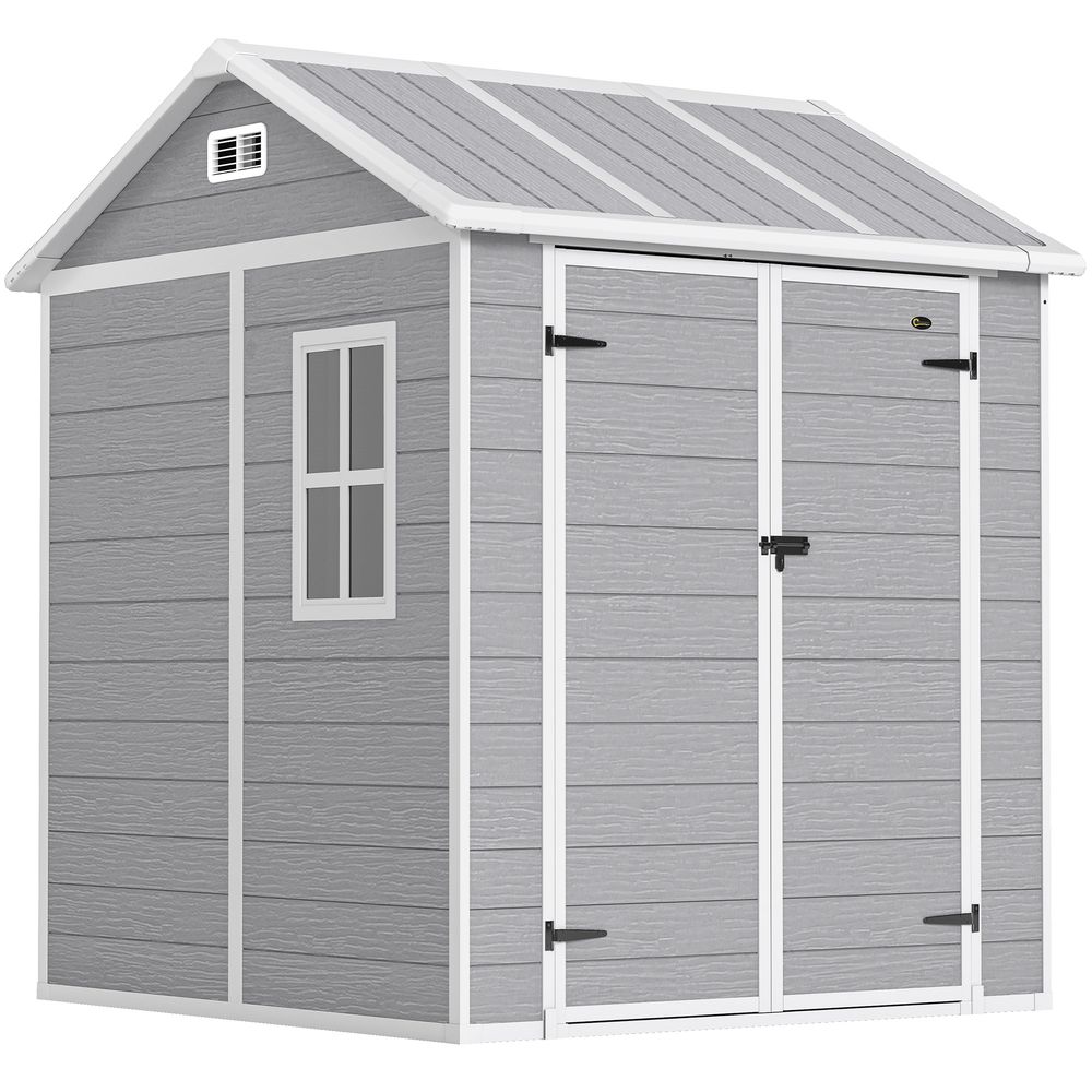 Cabane de jardin résine extérieur double porte plancher inclus 181x181cm gris - comfortxl outdoor living