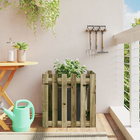Jardinière carrée xxl 60cm en pin traité pour extérieur