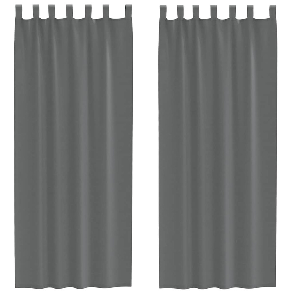 Rideaux en voile avec boucles 2 pcs gris foncé 140x260 cm