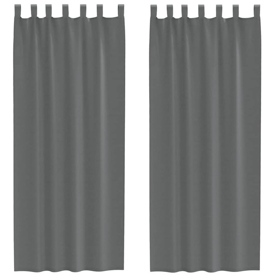 Rideaux en voile avec boucles 2 pcs gris foncé 140x260 cm