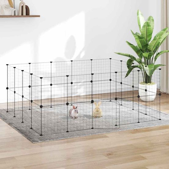 Parc xxl 36 panneaux acier avec porte pour élevage chiots lapins