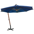 Parasol suspendu avec mât 3,5 x 2,9 m bois de sapin bleu