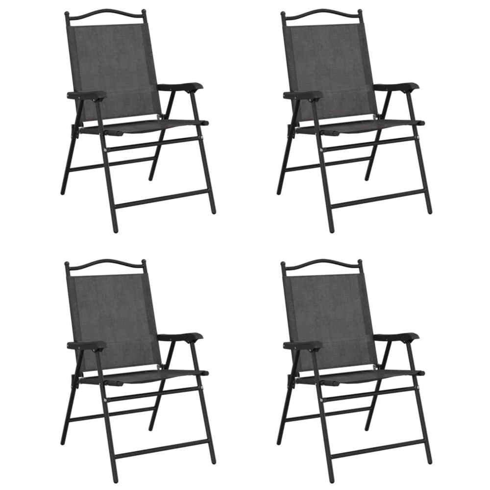 Chaises pliantes, lot de 4, gris chiné, acier et textilène