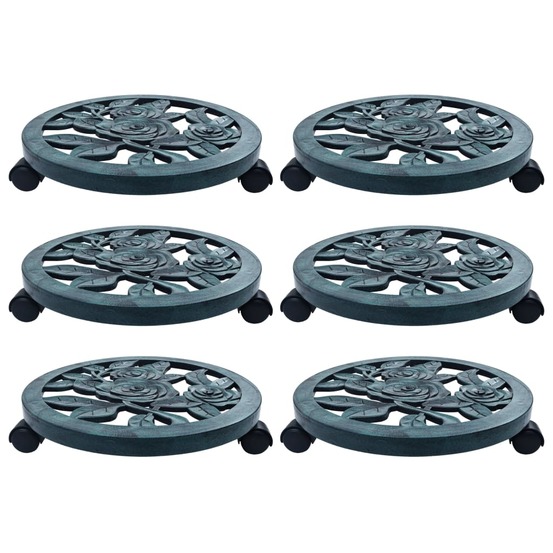 Chariots pour plantes 6 pcs vert 38 cm plastique