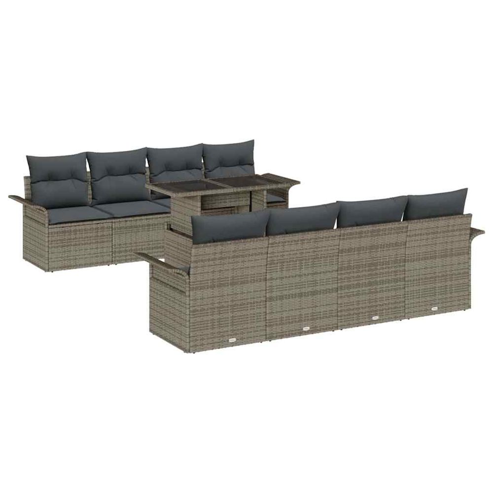 Ensemble de canapé de jardin 9 pc gris