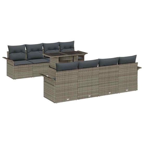 Ensemble de canapé de jardin 9 pc gris