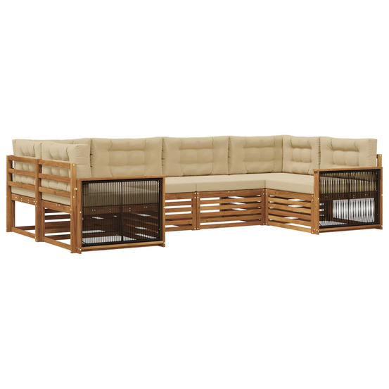 Ensemble de canapés d'extérieur 6 pcs naturel et beige