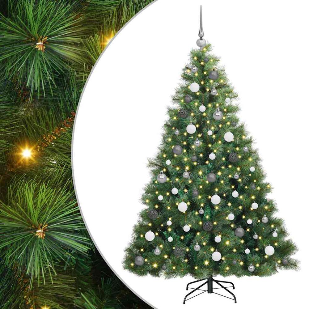 Sapin de noël artificiel avec 300 led vert 180 cm pe et pvc