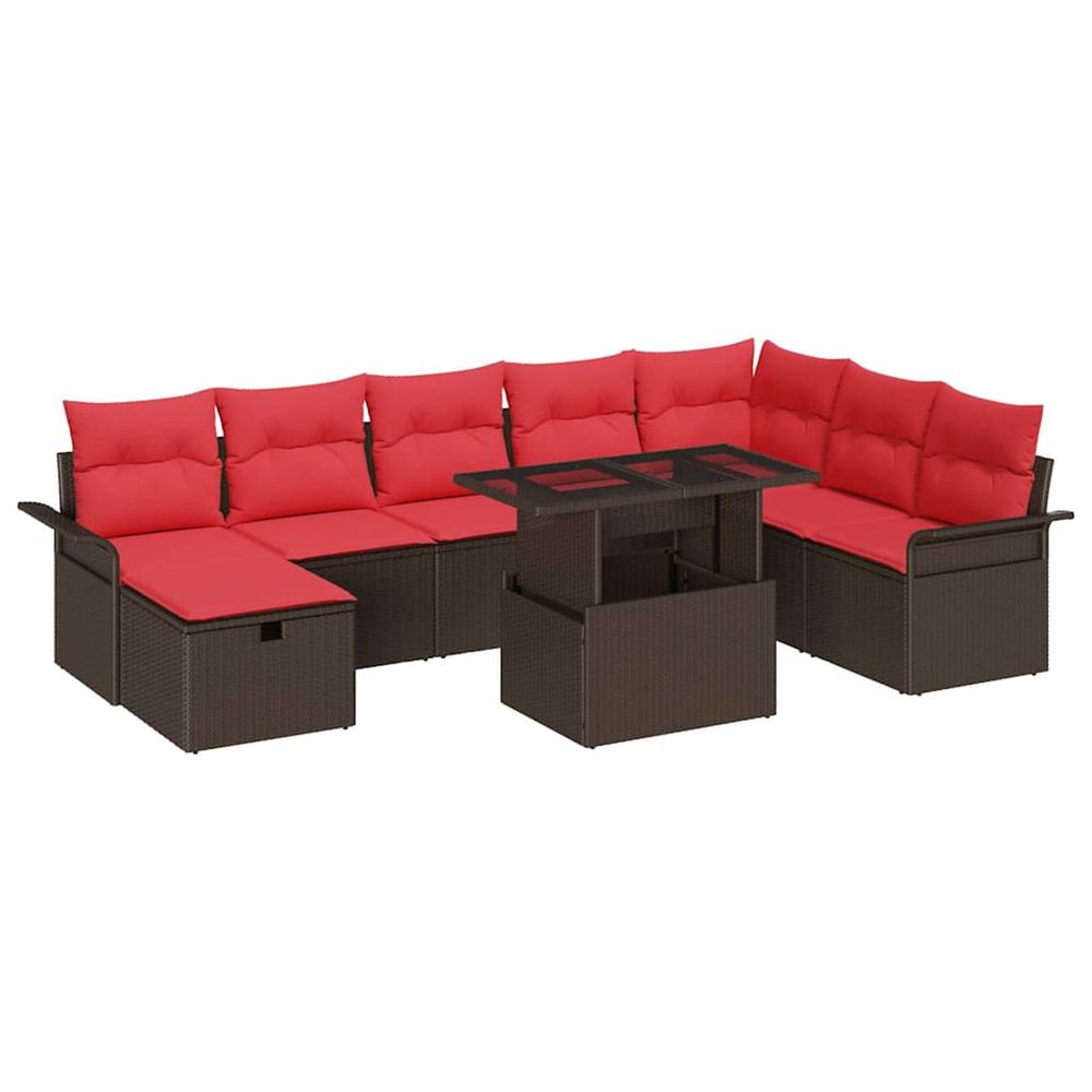 Ensemble de canapé de jardin 9 pc marron polyrotin