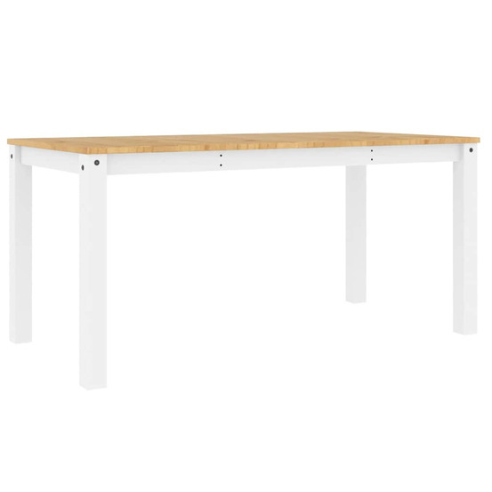 Table à manger panama blanc 160x80x75 cm bois massif de pin