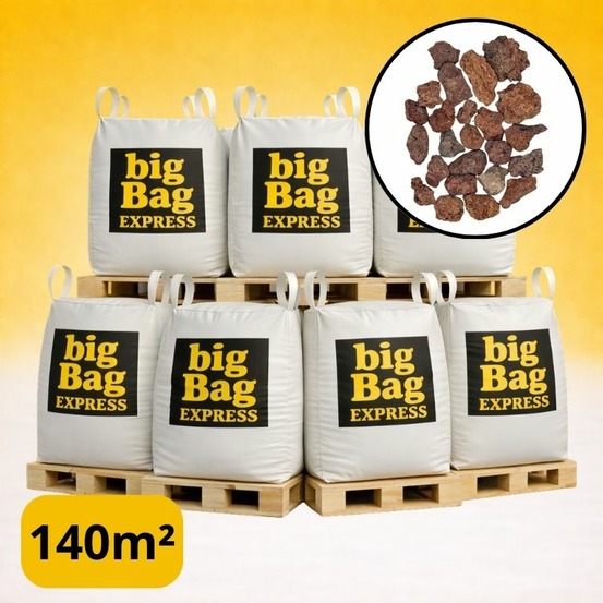 Pack 7 x big bag de 1m3 (+/- 140m²) gravier pouzzolane rouge / noir 12/20 mm - livraison standard